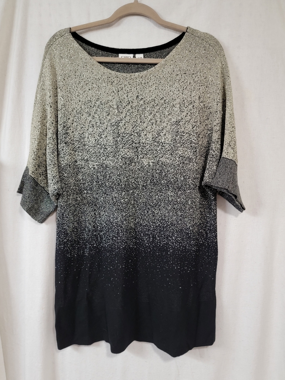Cato Ombre Metallic Knit Tunic - Black and Silver Size 26/28W